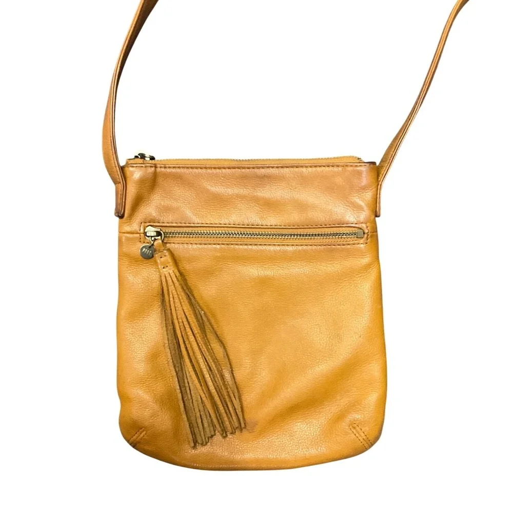 Hobo Mustard Yellow Leather Crossbody Bag with Tassel Detail - Picture 2 of 8